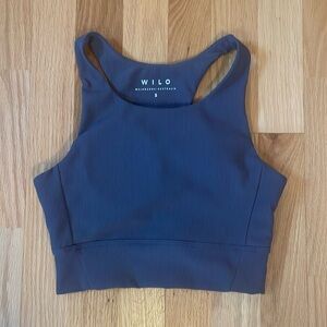 WILO Base Ribbed Longline Racerback Sports Bra Charcoal Grey Small
